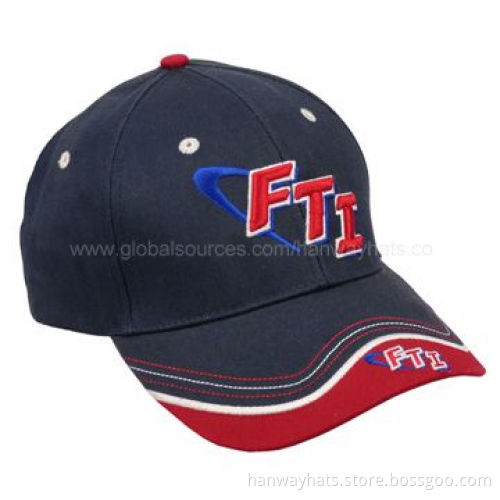 6-panel Cotton Twill Fashion Sample Free Baseball Cap with 3D and Single Stitch Embroidery TrimNew